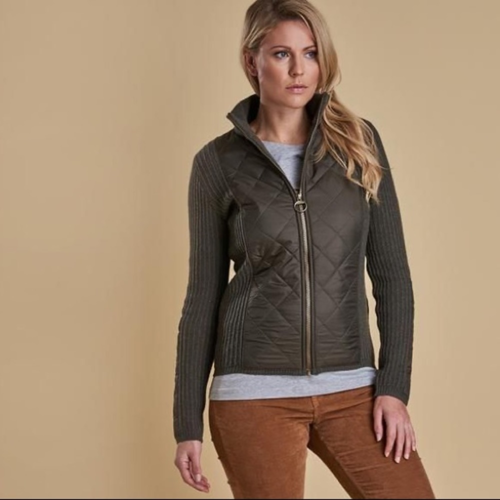 NWT Barbour Sporting Olive Zip Knit Jacket